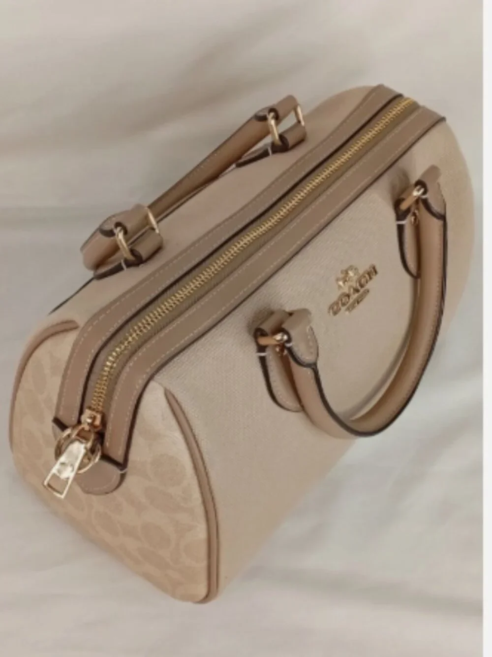 Coach Rowan Satchel Bag In Colorblock w/ Detachable Crossbody Strap Tan CAK58